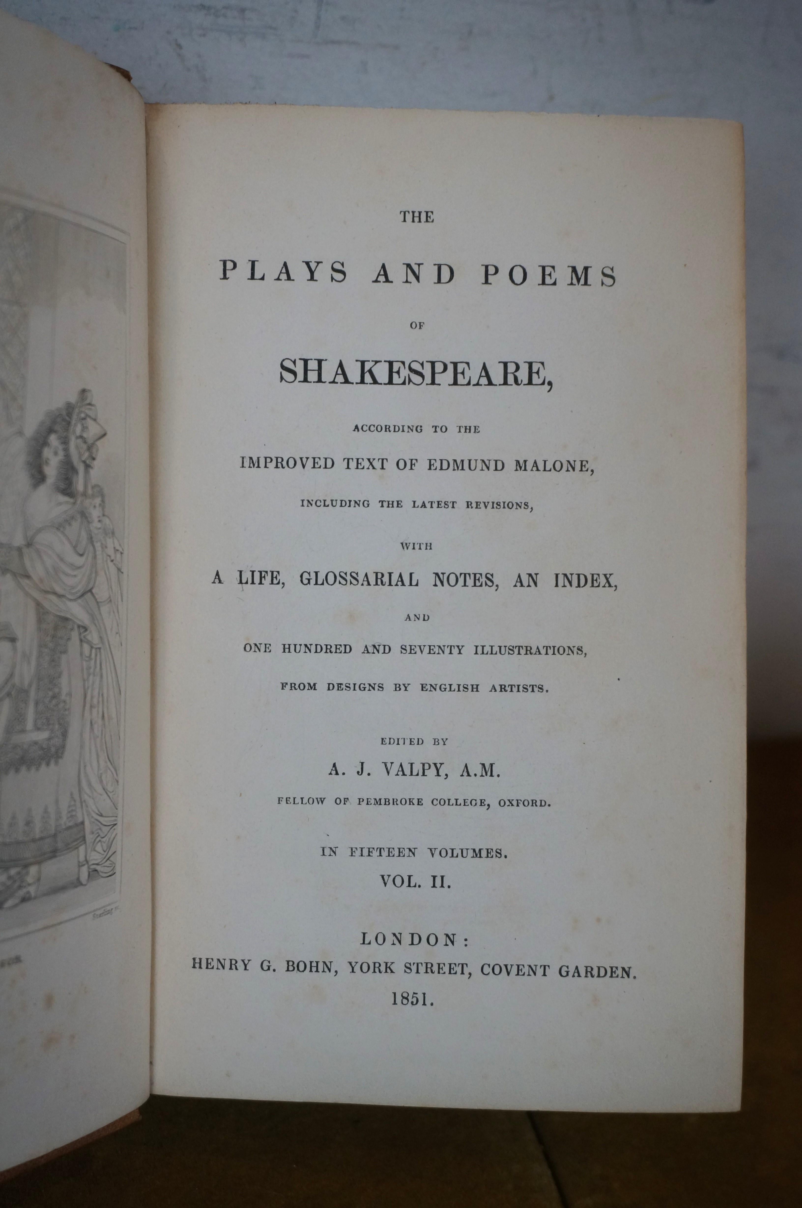 Plays & Poems of Shakespeare A J Valpy Pictorial Edition 10 Vol Antique Book Set For Sale 4