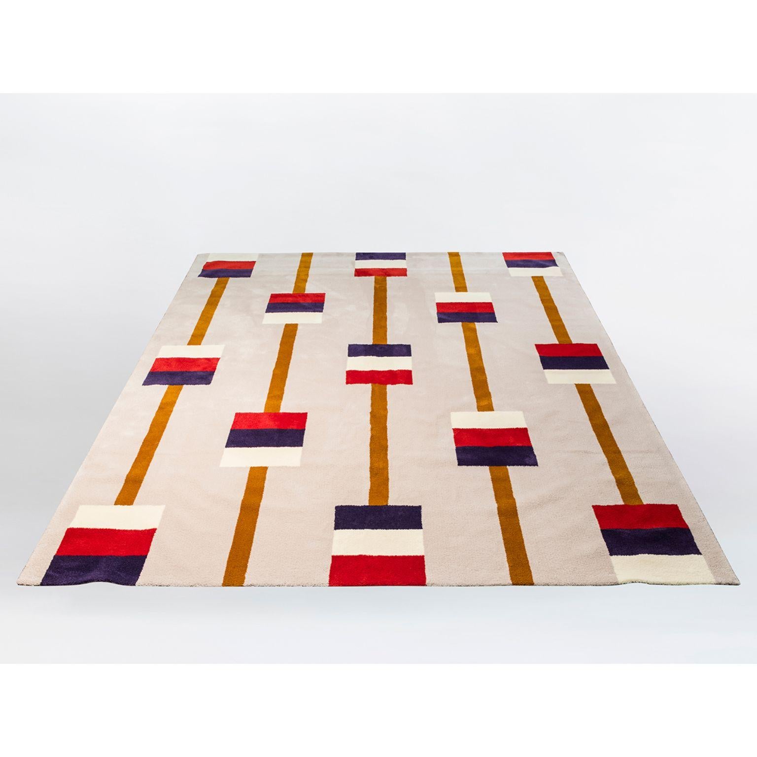 Playtime rug Abacus by Emma Boomkamp.
Materials: W 400 x D 300 cm
Dimensions: wool hand knotted or tufted version

Other dimension available: W 300 x D200 cm.

Emma Boomkamp’s Playtime rug collection is inspired by the childhood. A nod to the