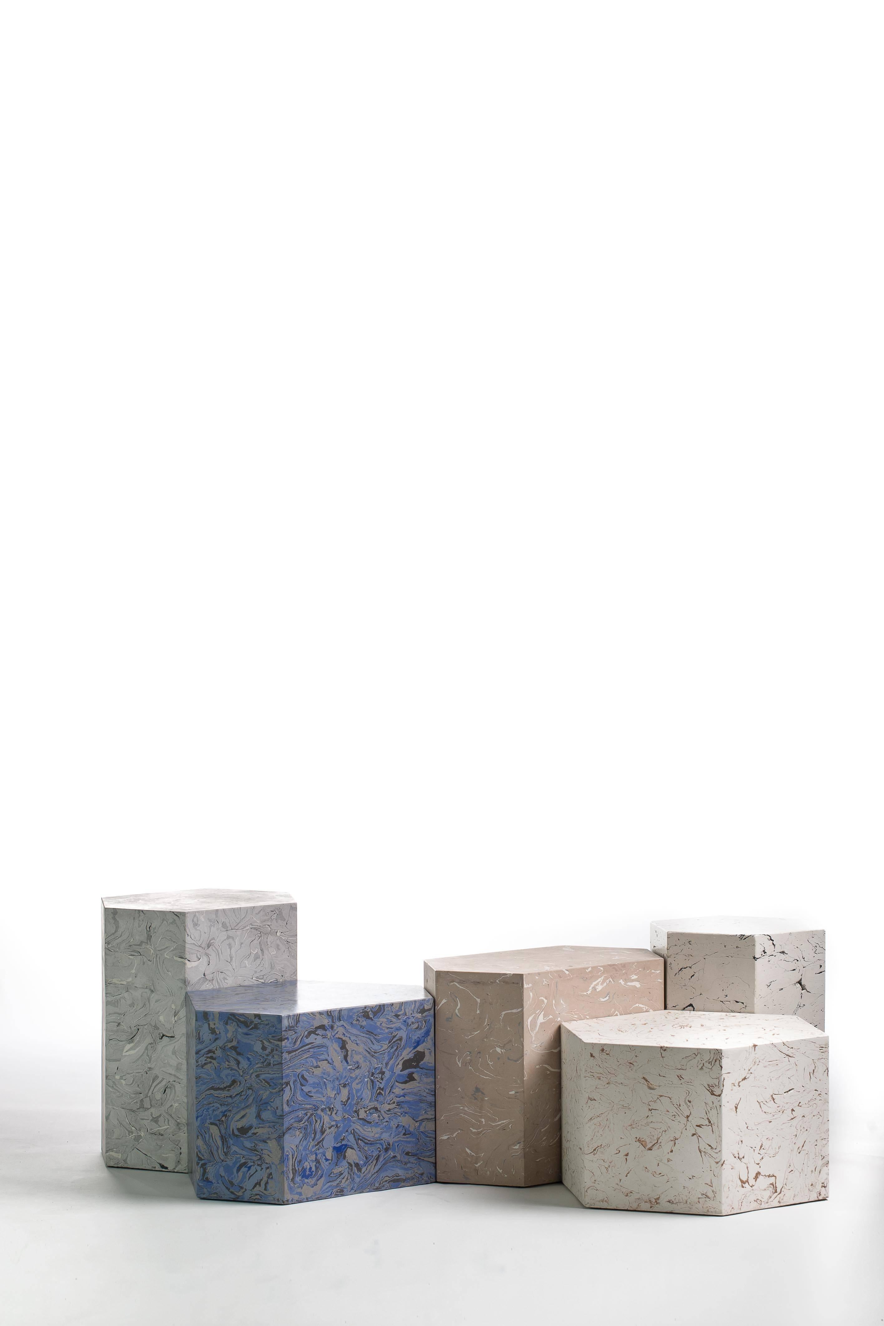 Contemporary Playtime Series, Sally Side or End Table Handmade Hydrostone Scagliola For Sale