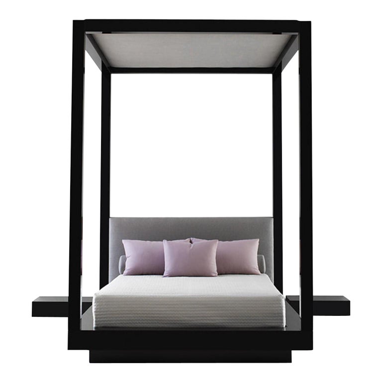 Plaza Bed King Queen Black Lacquer, Bed Headboard Queen Black