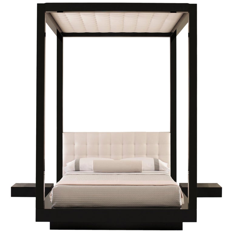 Plaza Bed Queen Tufted Canopy and headboard, Black lacquer For Sale at  1stDibs | canopy bed frame queen, queen canopy bed frame, canopy bed with  headboard