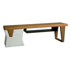 Plaza Bench with Shelf by Paolo Salvadè by MGM Marmi & Graniti