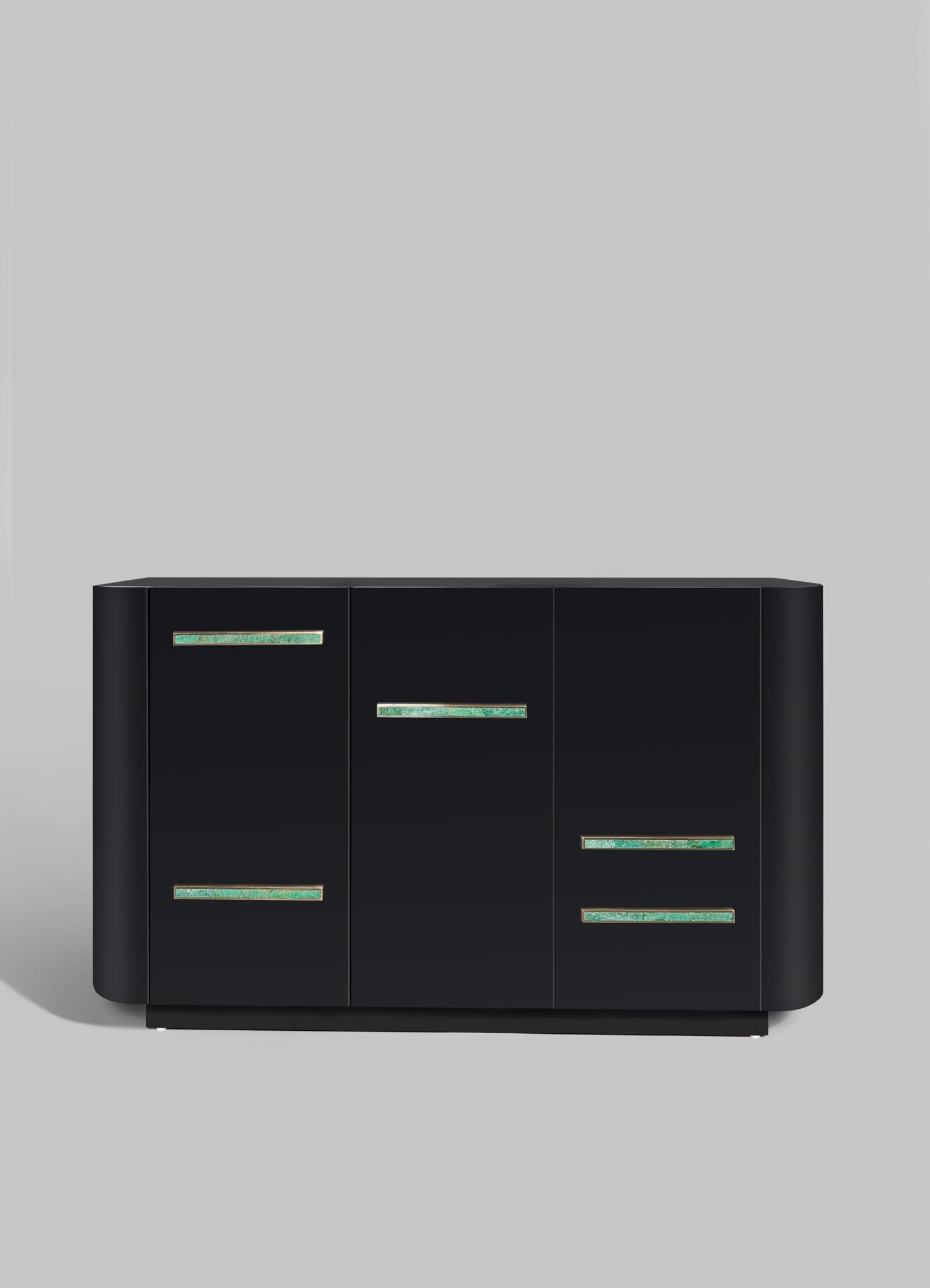 Plaza Cabinet in Brass with Semi Precious Stones, Viya by Vikram Goyal