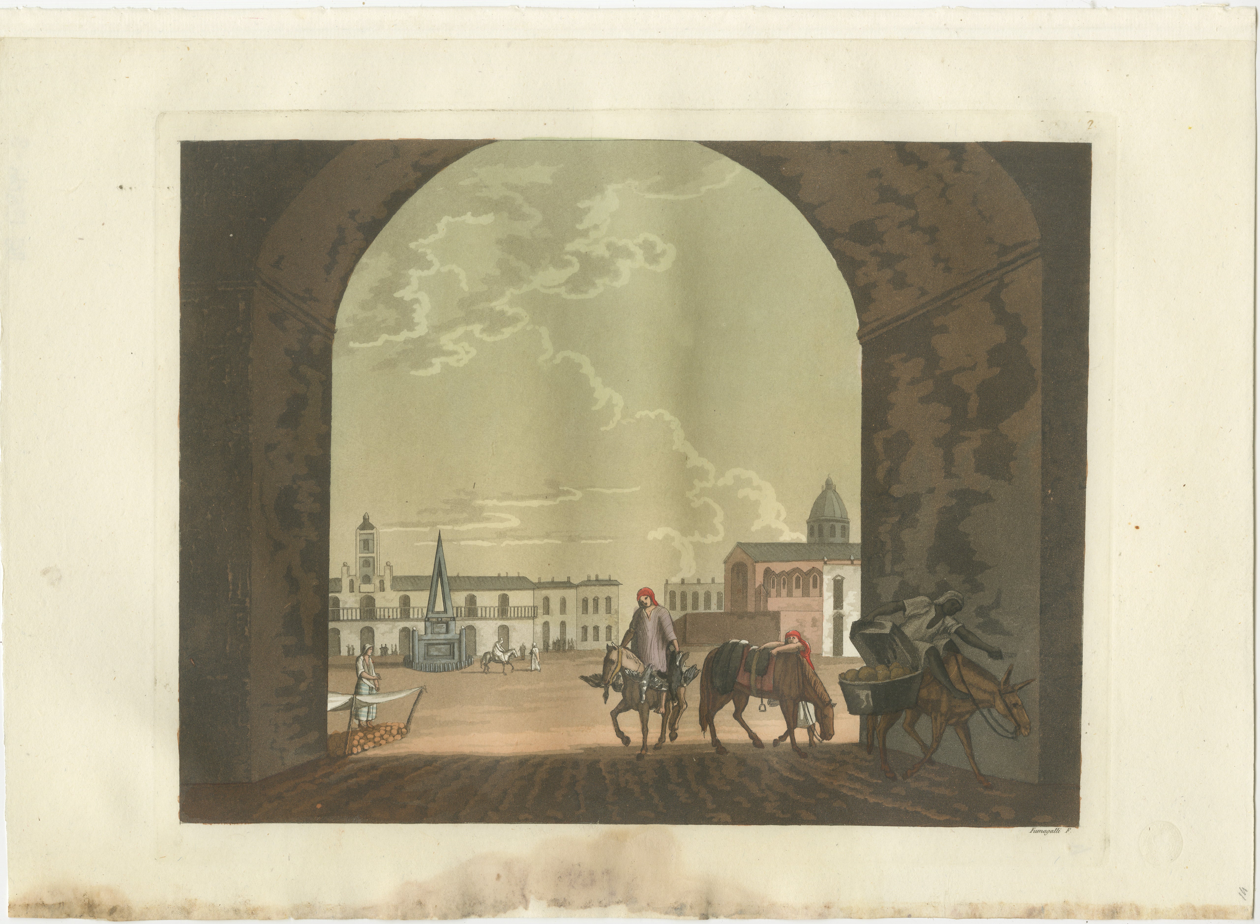Antique Print - Plaza de Mayo, Buenos Aires, 1820s - Jules Ferrario

This historically rich print, titled 
