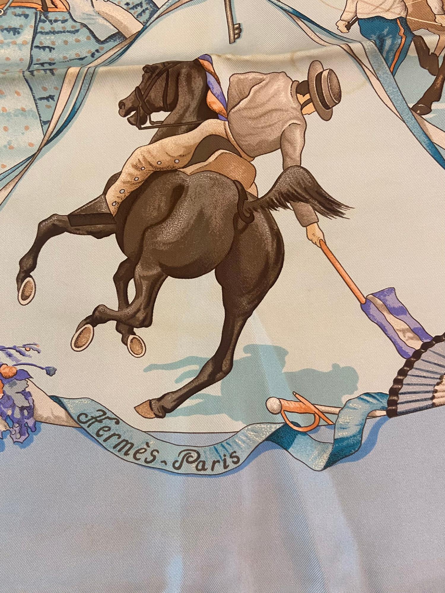 Plaza de Toros Hermes silk twill scarf 100% silk. Designed by  Hubert de Watrigant in 1993
In very good condition, crisp, fold/wear marks are present, light marks. Signature in the design. Hand rolled hem. Copyright, care tag attached, 
Measures 36