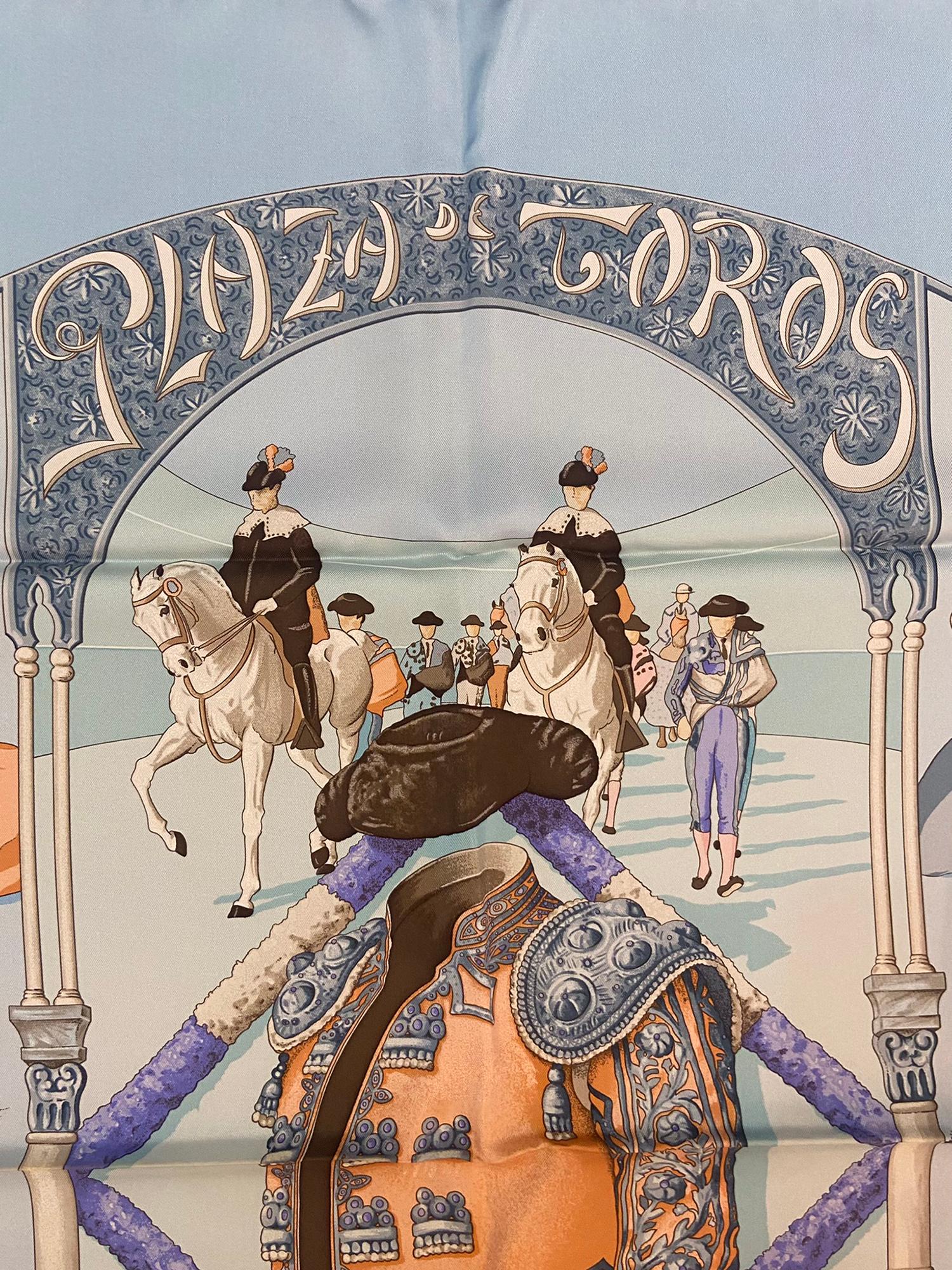 Women's or Men's Plaza de Toros Hermes Silk Twill Scarf by Hubert de Watrigant 36