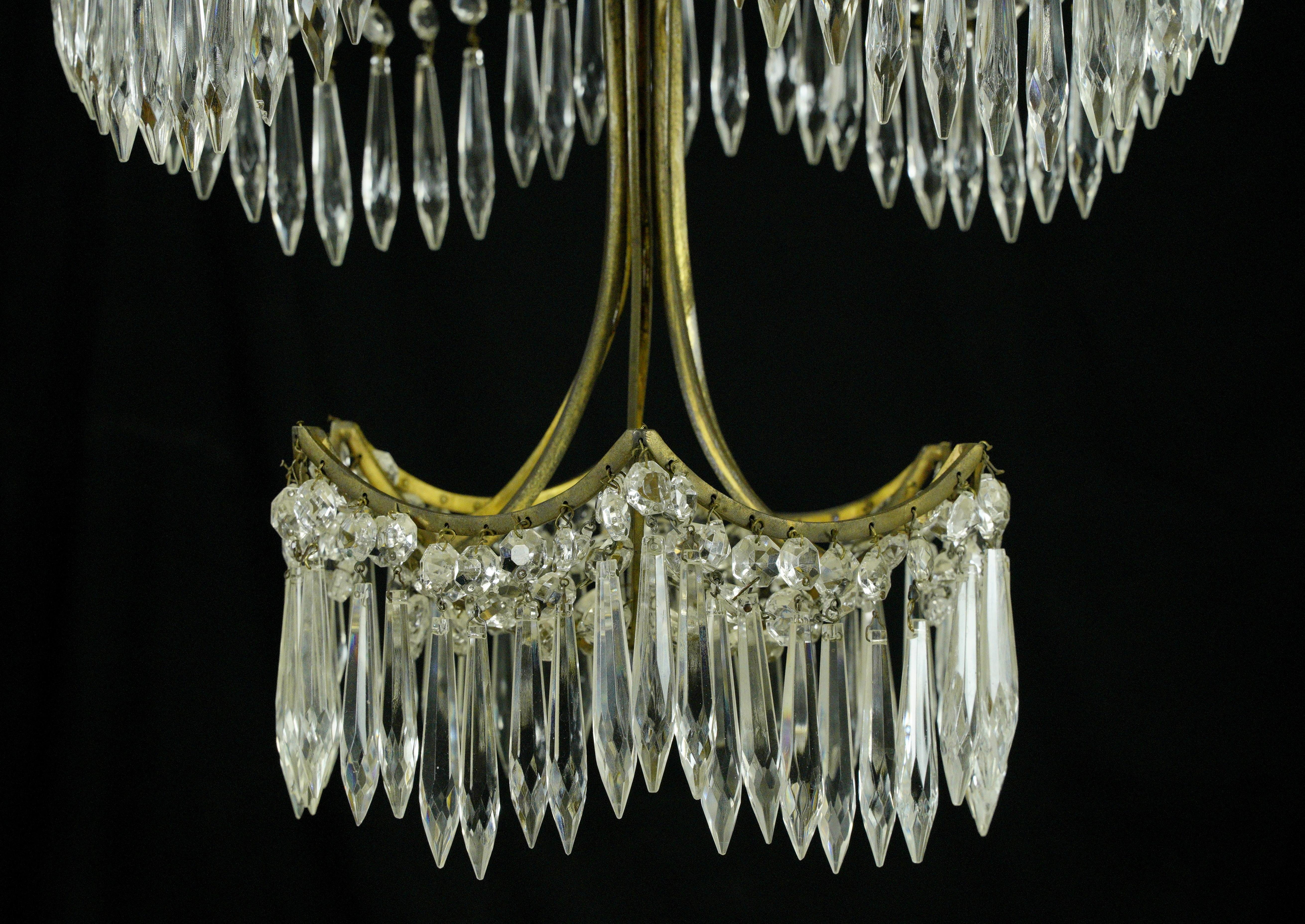 Plaza Hotel Russia 12 Arm Crystal Dore Bronze Chandelier For Sale 7