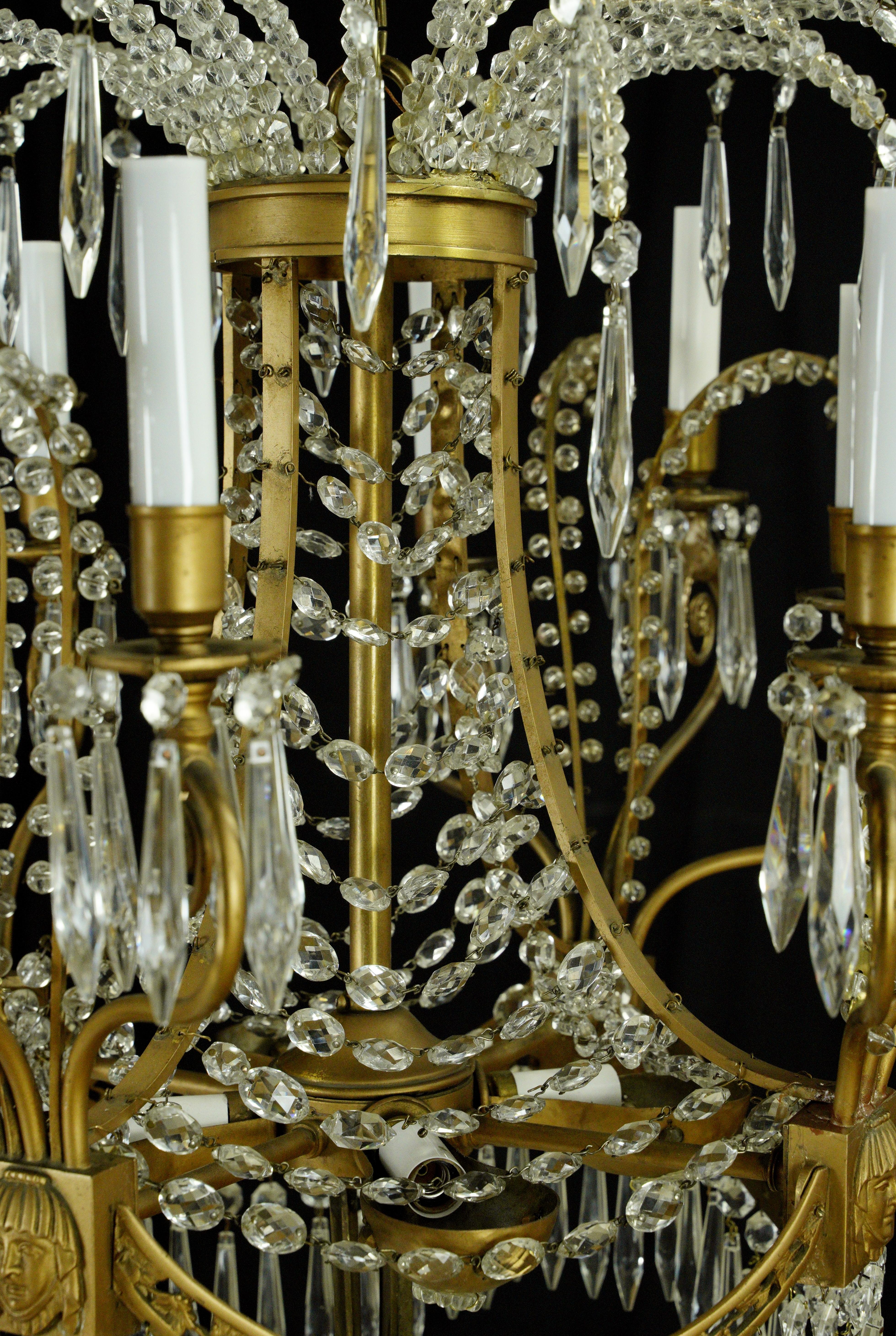 Plaza Hotel Russia 12 Arm Crystal Dore Bronze Chandelier For Sale 3