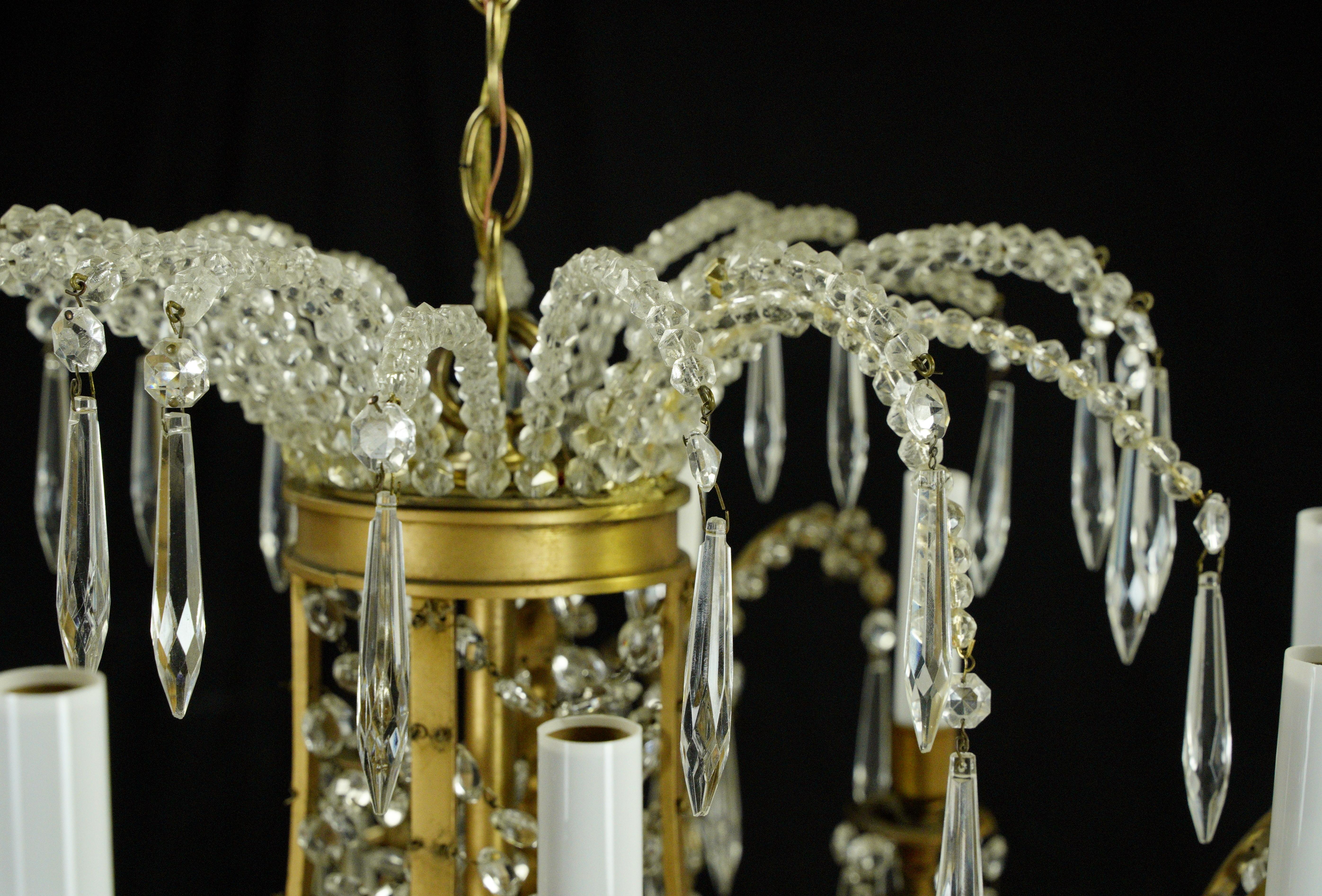 Plaza Hotel Russia 12 Arm Crystal Dore Bronze Chandelier For Sale 4