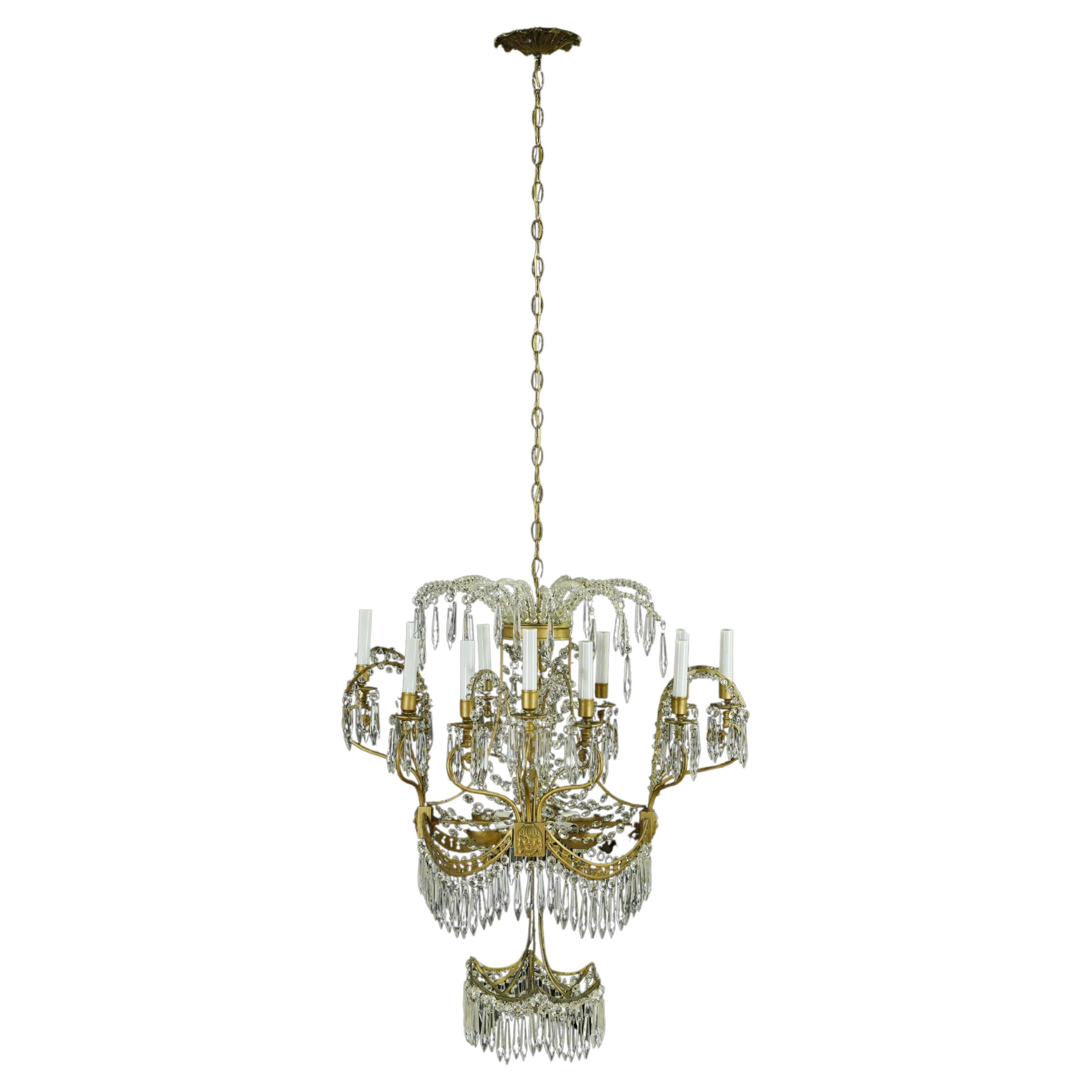 Plaza Hotel Russia 12 Arm Crystal Dore Bronze Chandelier