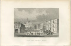 Plaza Santo Domingo Mexico City – Antique Architectural Engraving, 1867