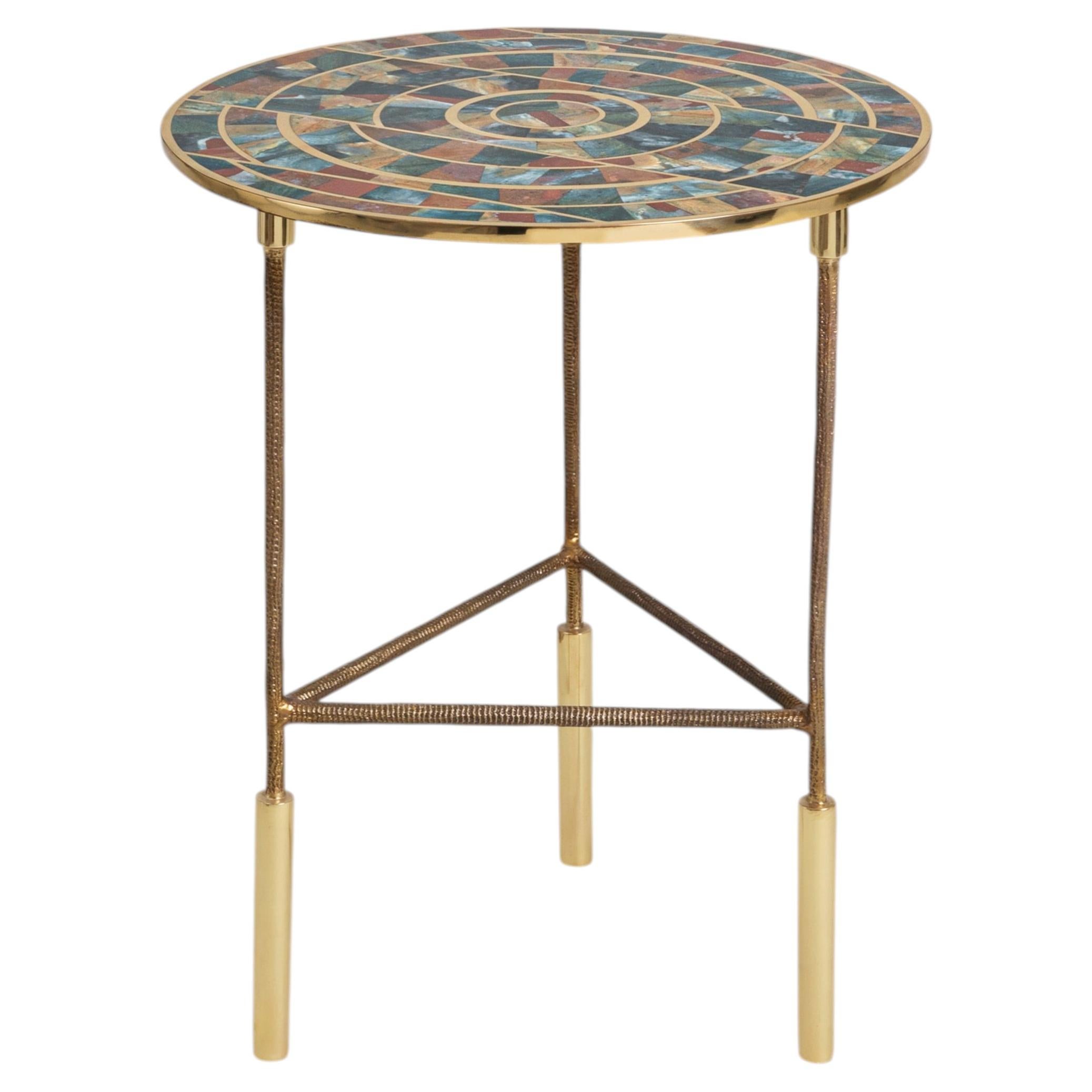 Plaza Side Table in Brass & Semi Precious Stone, Viya by Vikram Goyal