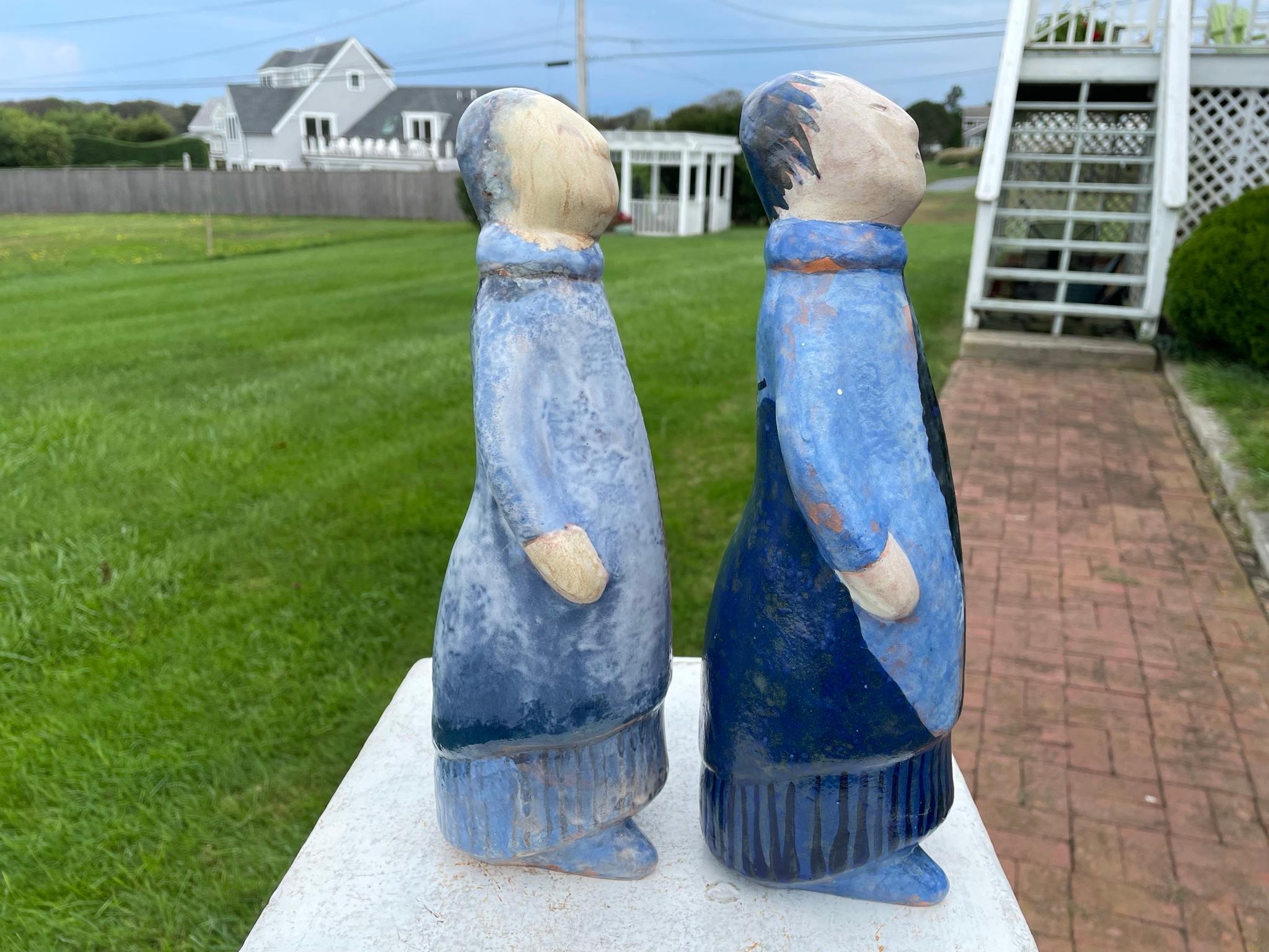 Pleasant Folk Art Friends Pair Eva Fritz-Linder, 1970 For Sale 5