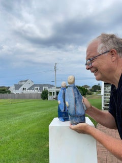 Pleasant Folk Art Friends Pair Eva Fritz-Linder, 1970