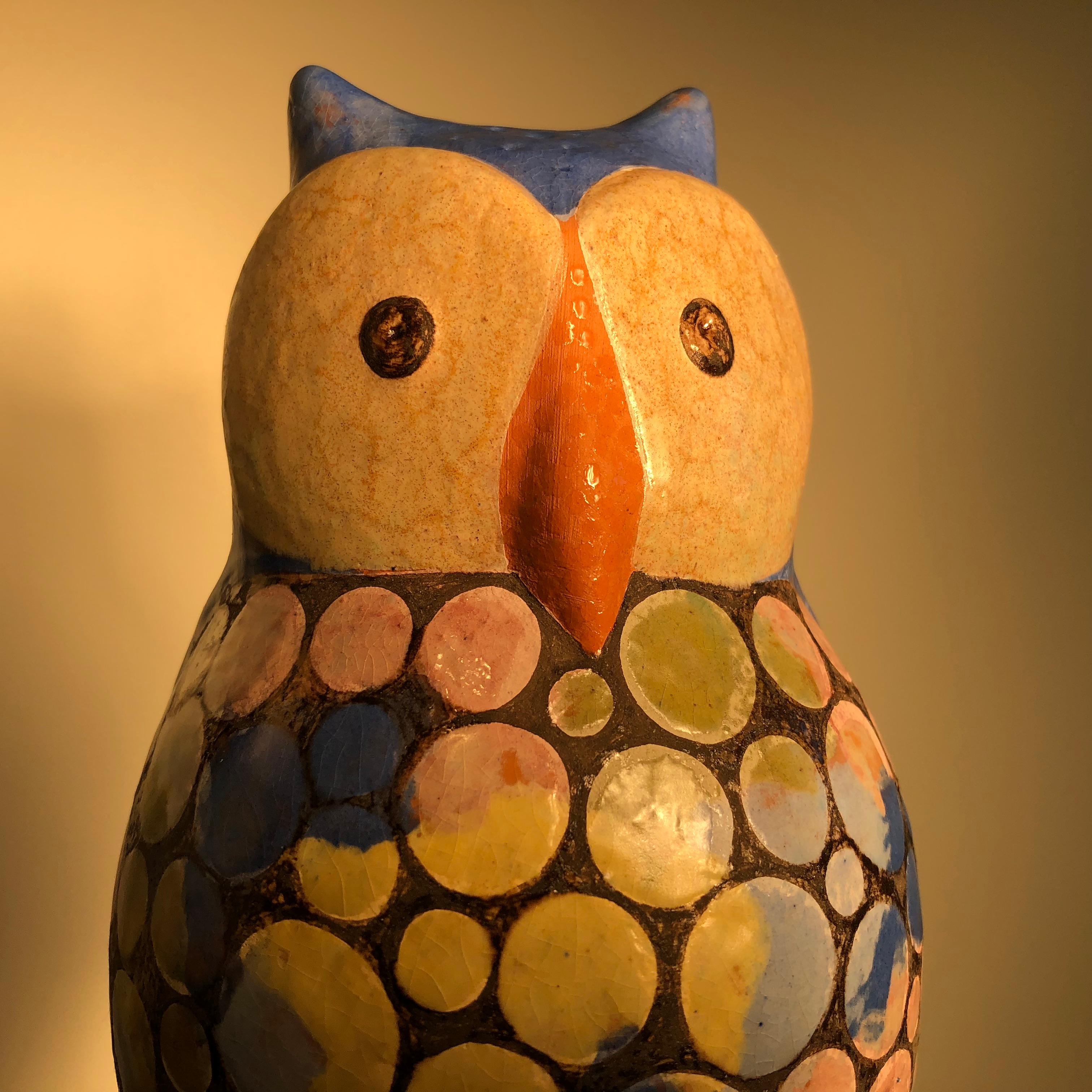 Hand-Crafted  Stunning Pair of Owls Handmade Hand Glazed, Master Designer Eva Fritz-Lindner