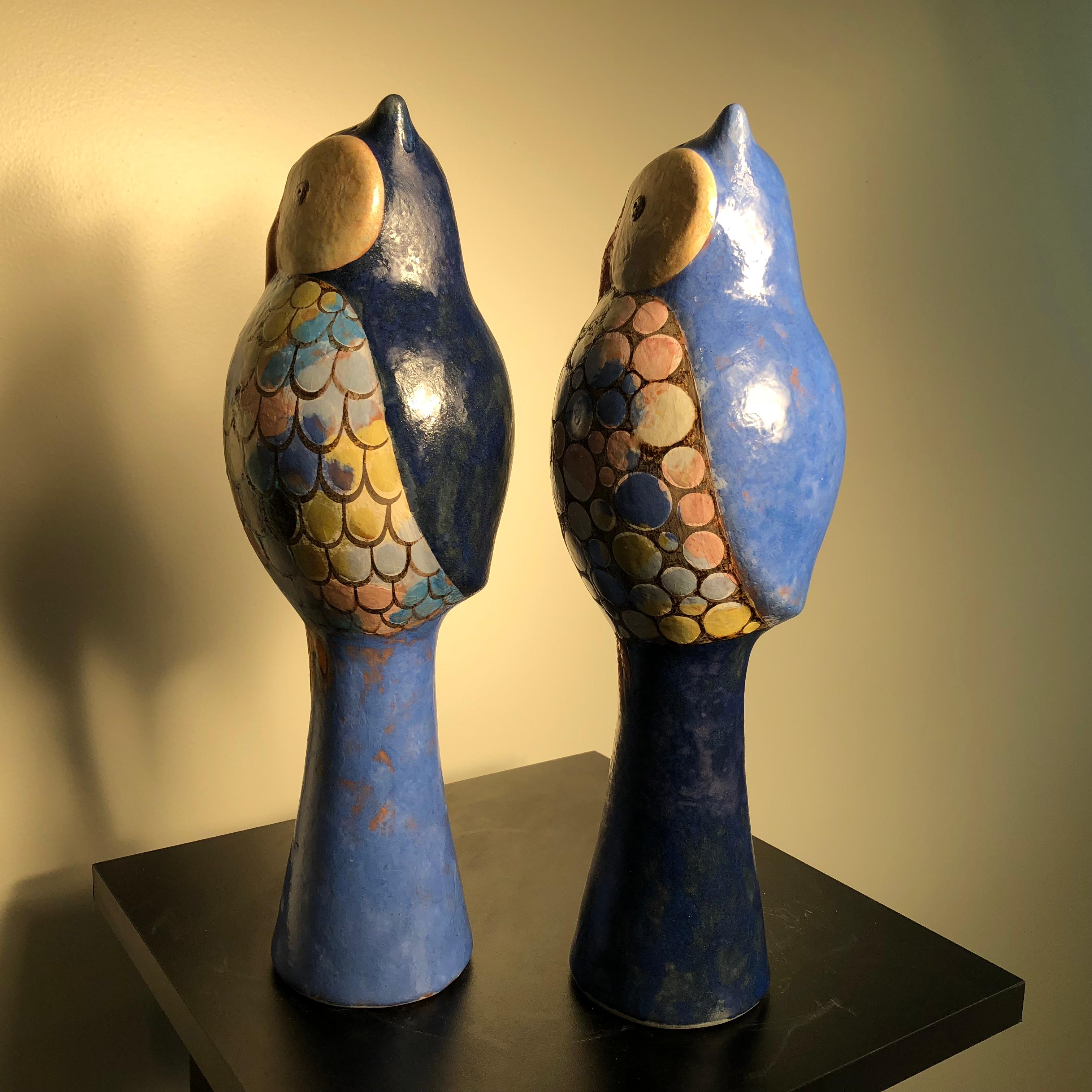  Stunning Pair of Owls Handmade Hand Glazed, Master Designer Eva Fritz-Lindner 1