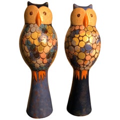 Vintage  Stunning Pair of Owls Handmade Hand Glazed, Master Designer Eva Fritz-Lindner