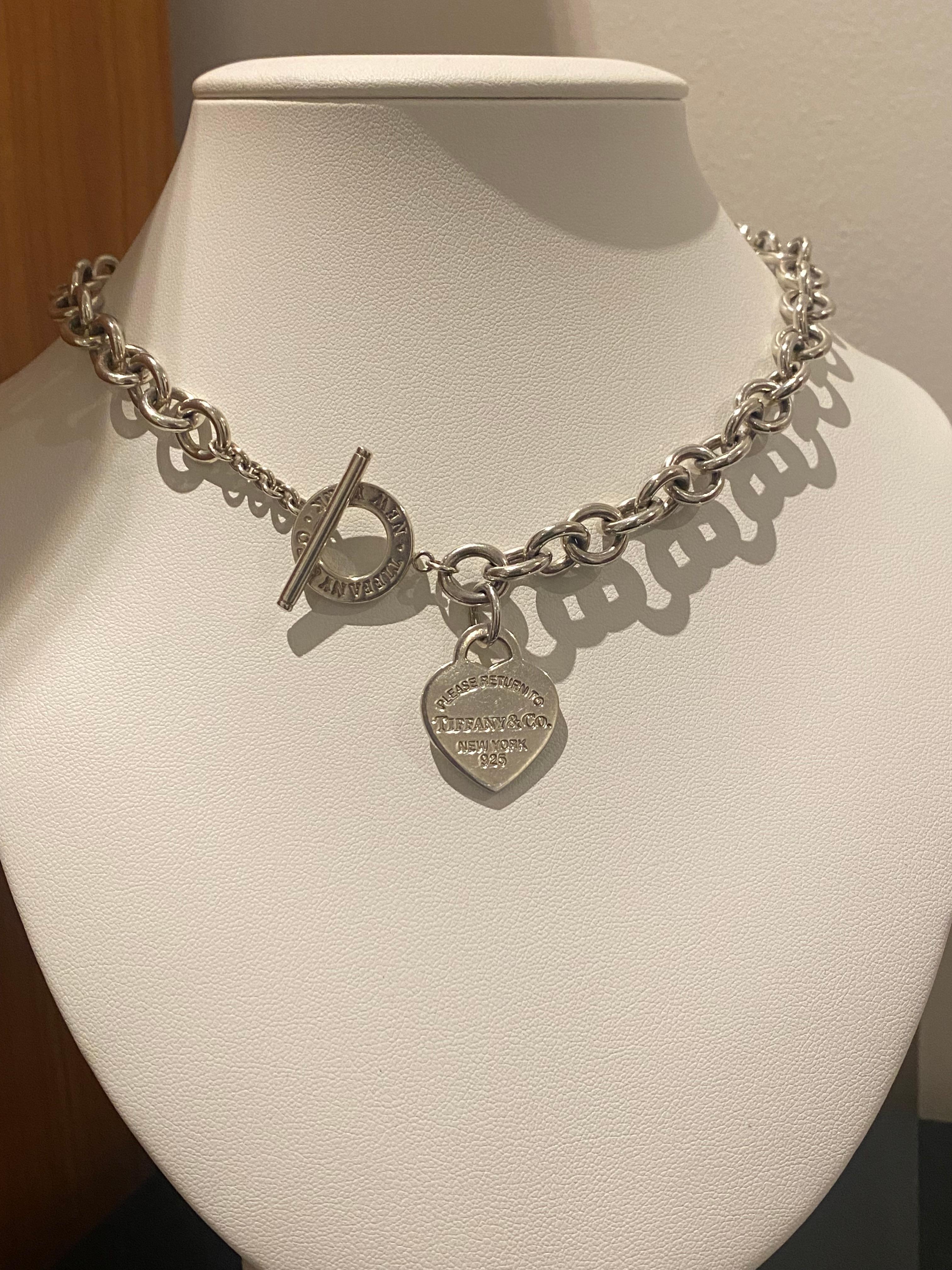 Bitte zurückkehren Sie zu Tiffany & Co New York Herz-Tag-Halskette aus 925 Silber im Zustand „Hervorragend“ in MELBOURNE, AU
