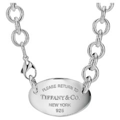 Please Return to Tiffany & Co. Oval Tag Necklace Sterling Silver