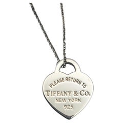Please Return to Tiffany Heart Tag Pendant w/ 18" Cable Chain