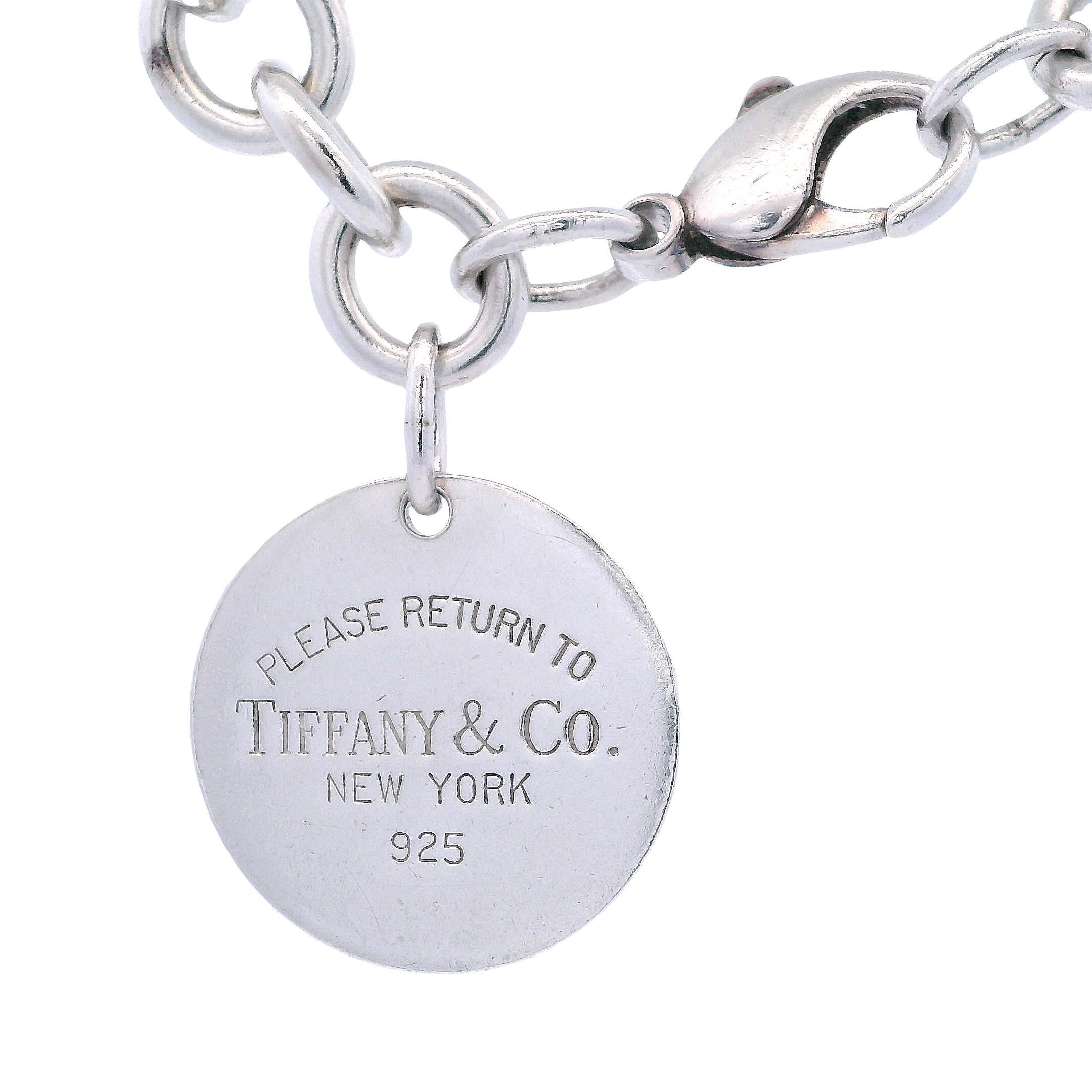 da uomo o donna Torna a Bracciale Charm con Tag tondo Tiffany LARGE in argento 925 in vendita