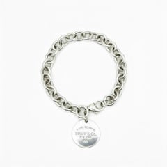Please Return to Tiffany LARGE Round Tag Charm Bracelet in Sterling Silver