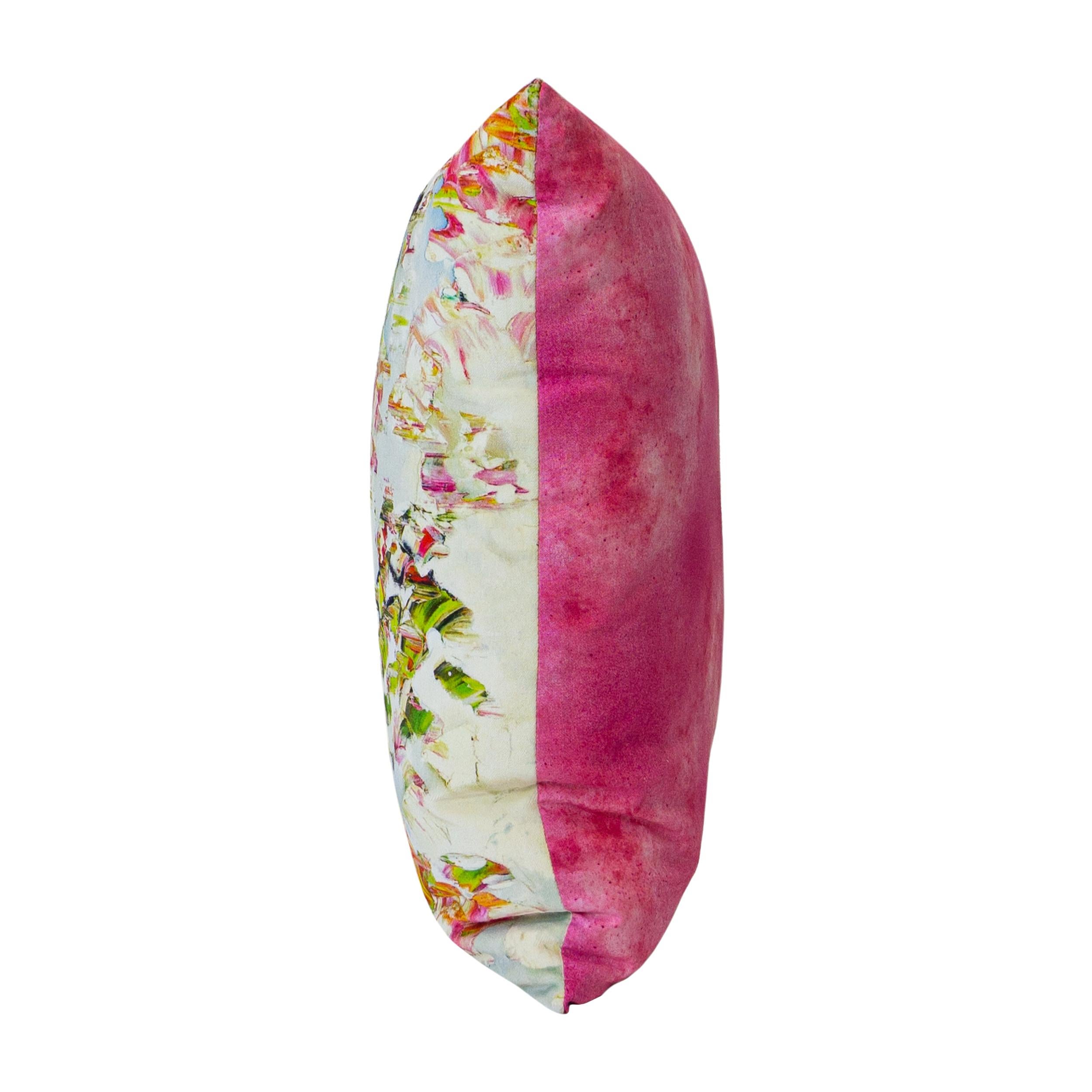 Pleasure Gardens Rosa Leinen Square-Kissen (Moderne) im Angebot