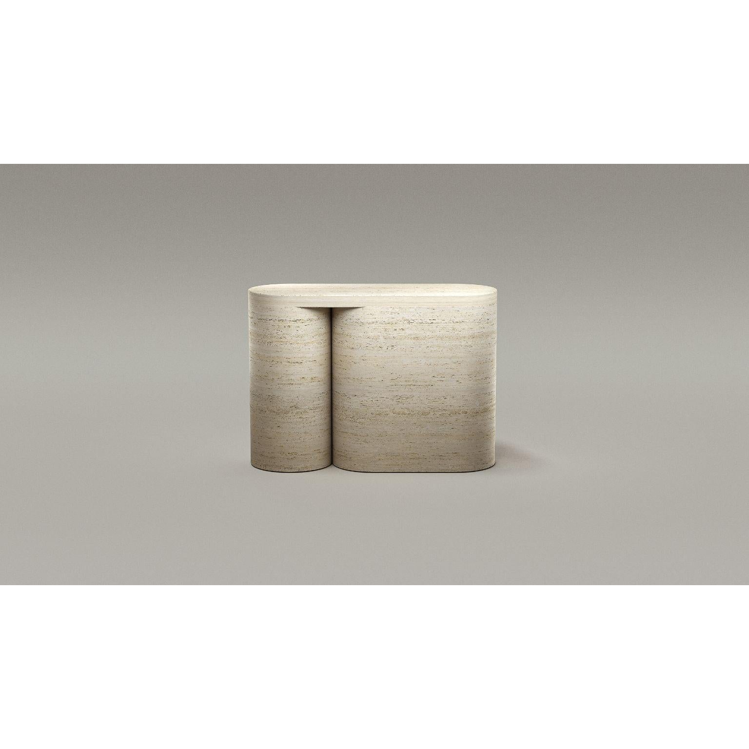 Pleat console by Arthur Vallin
Numbered Edition
Dimensions: W120 x D40 x H85 cm
Materials: Travertine Stone
Finishing: Un-honed

French Artist, Designer, and Creative Director Arthur Vallin hold a master’s degree in Art Direction from the