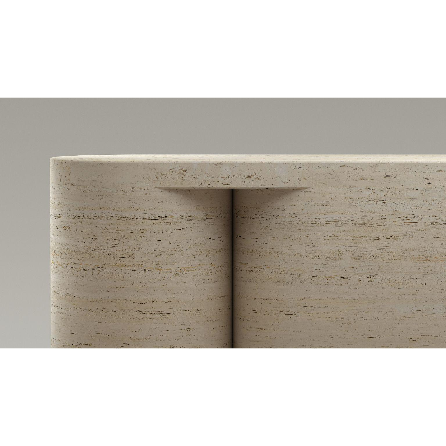 Travertine Pleat Console by Arthur Vallin For Sale