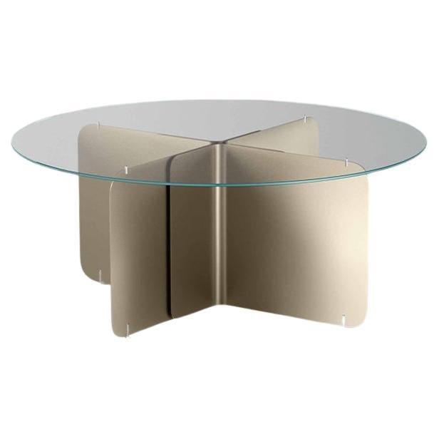 Pleat Metal and Glass Dining Table, Designed by Massimo Castagna, Made in Italy  For Sale