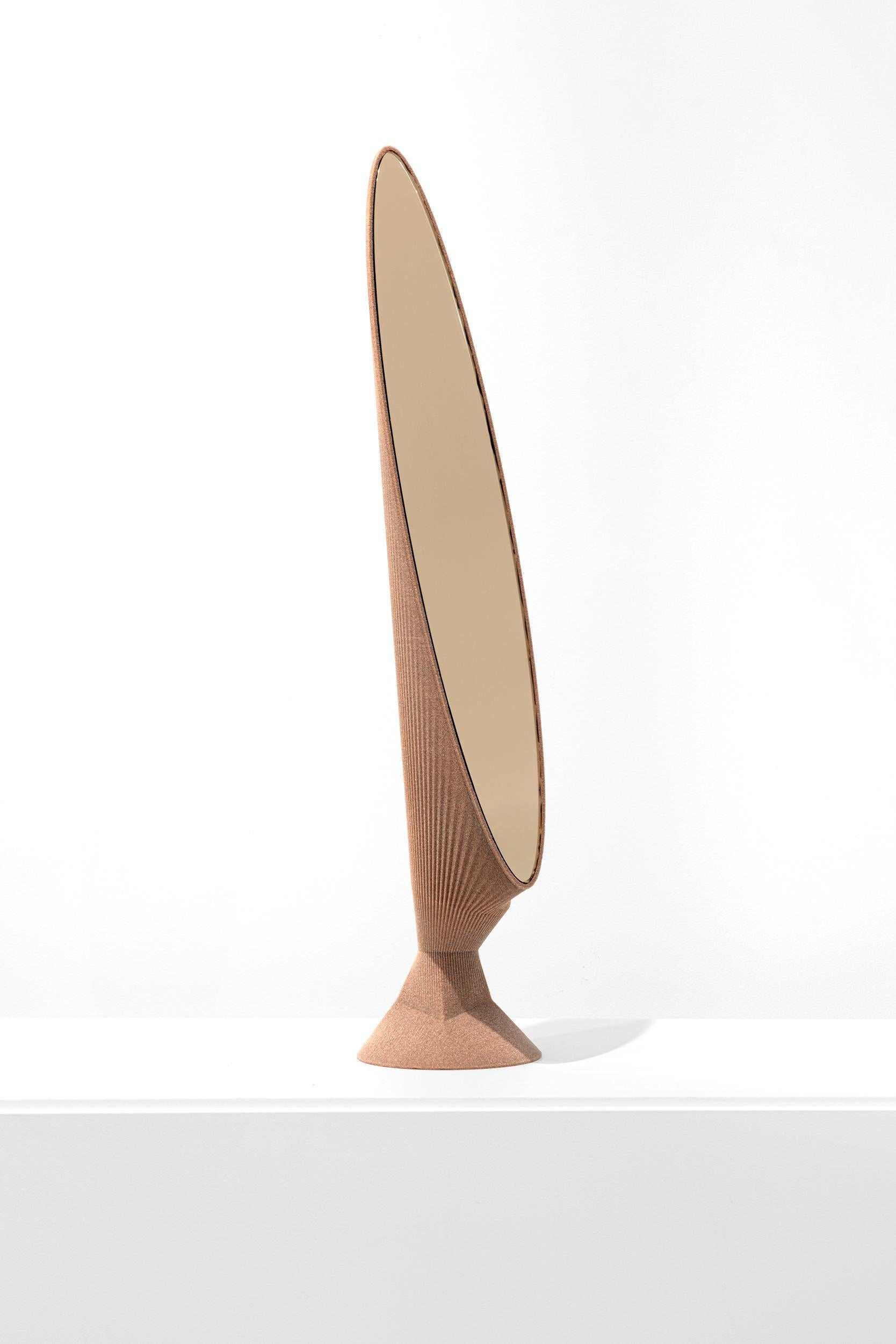 Contemporary Pleat Table Mirror Natural Sand by Rive Roshan For Sale
