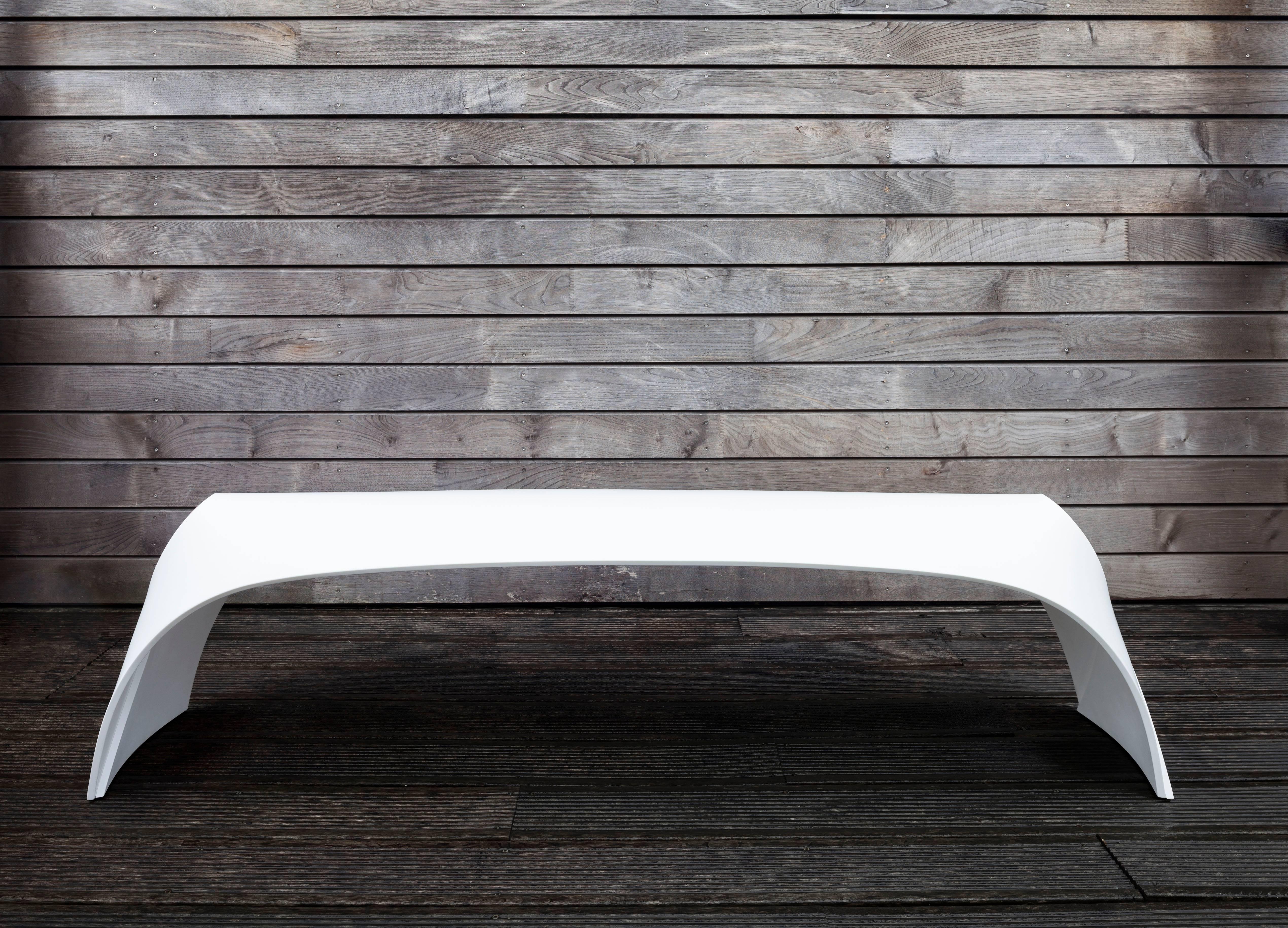 Minimalist Pleat, Indoor & Outdoor Bench Seat, White Corian, Made in Ratio For Sale