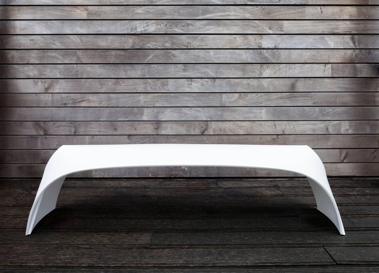 Pleat, White Corian Bench Seat for Indoor and Outdoor Use by Made in Ratio For Sale at 1stDibs