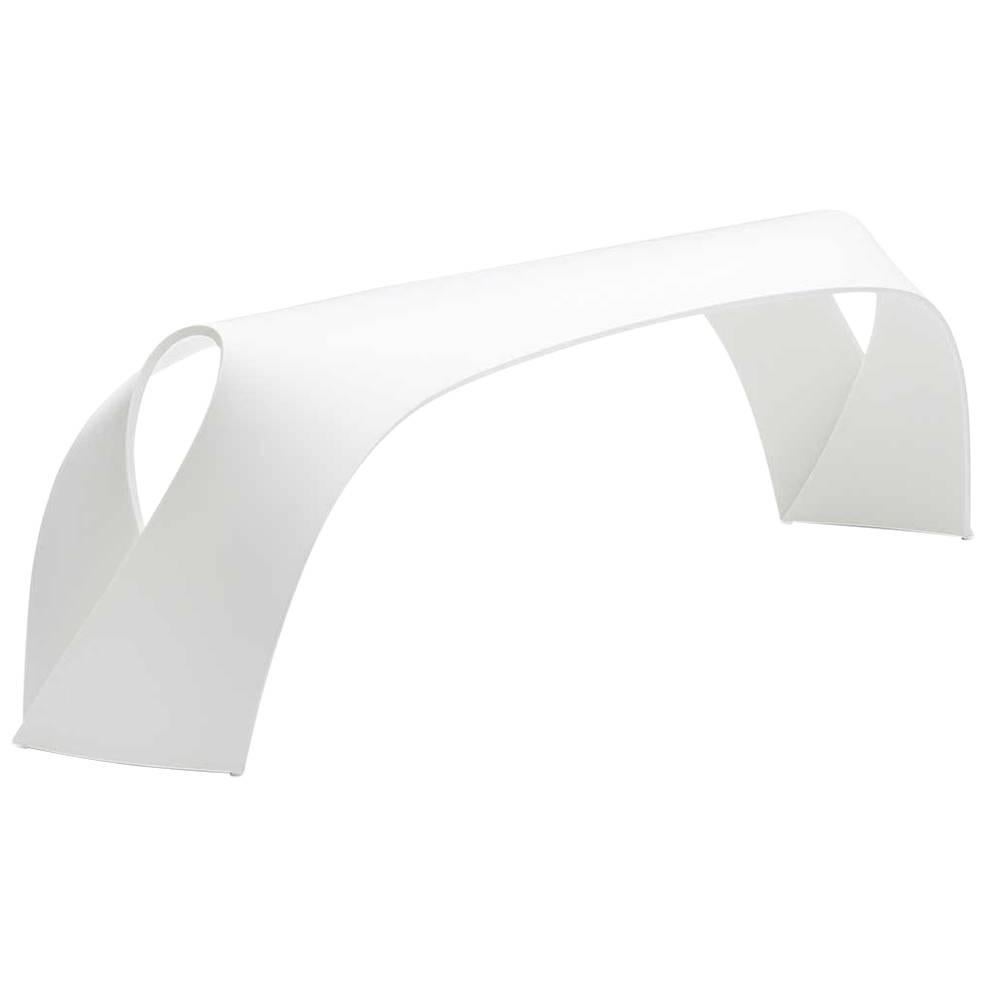 Pleat, Indoor & Outdoor Bench Seat, White Corian, Made in Ratio