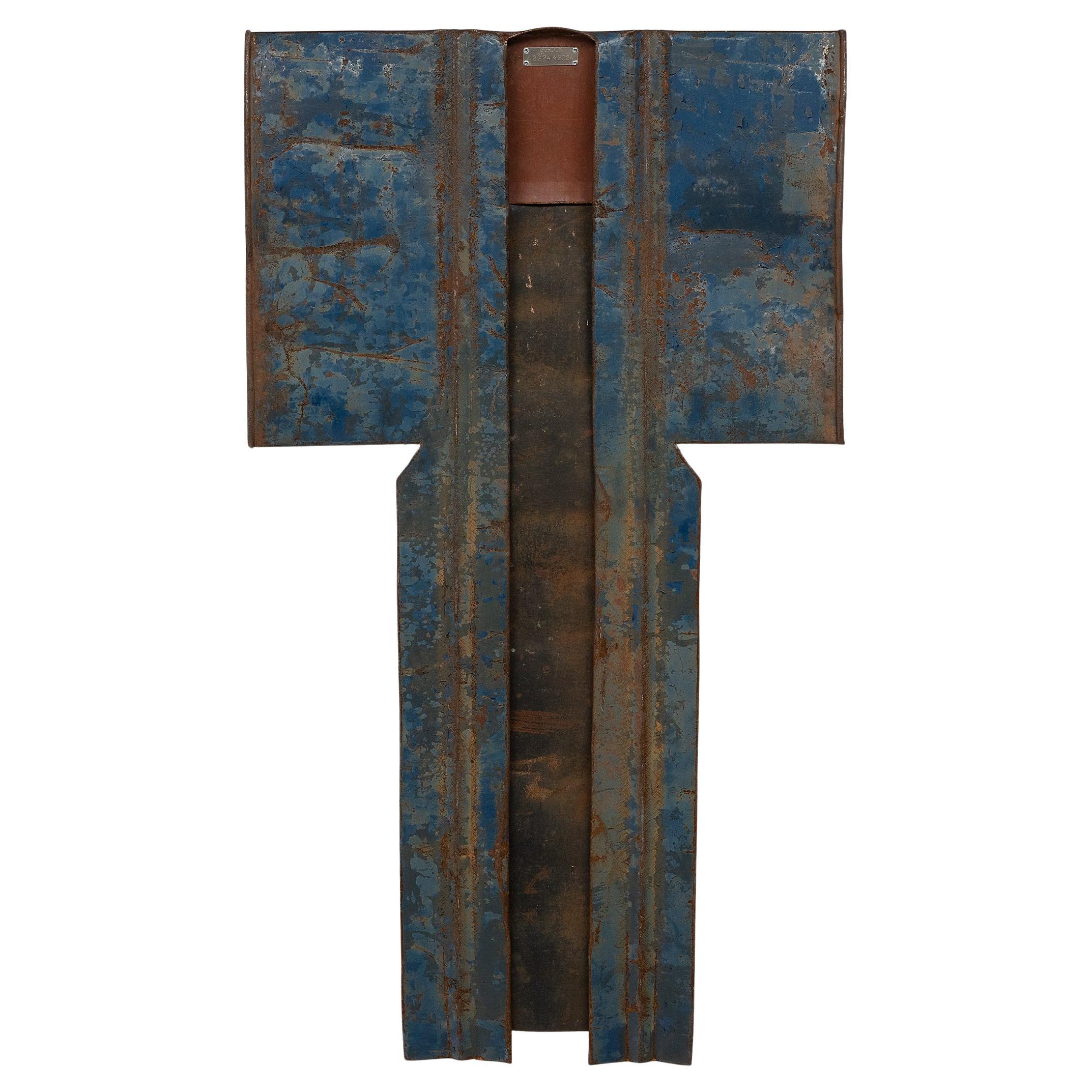 "Pleated Blue Kimono, " Steel Sculpture by Gordon Chandler