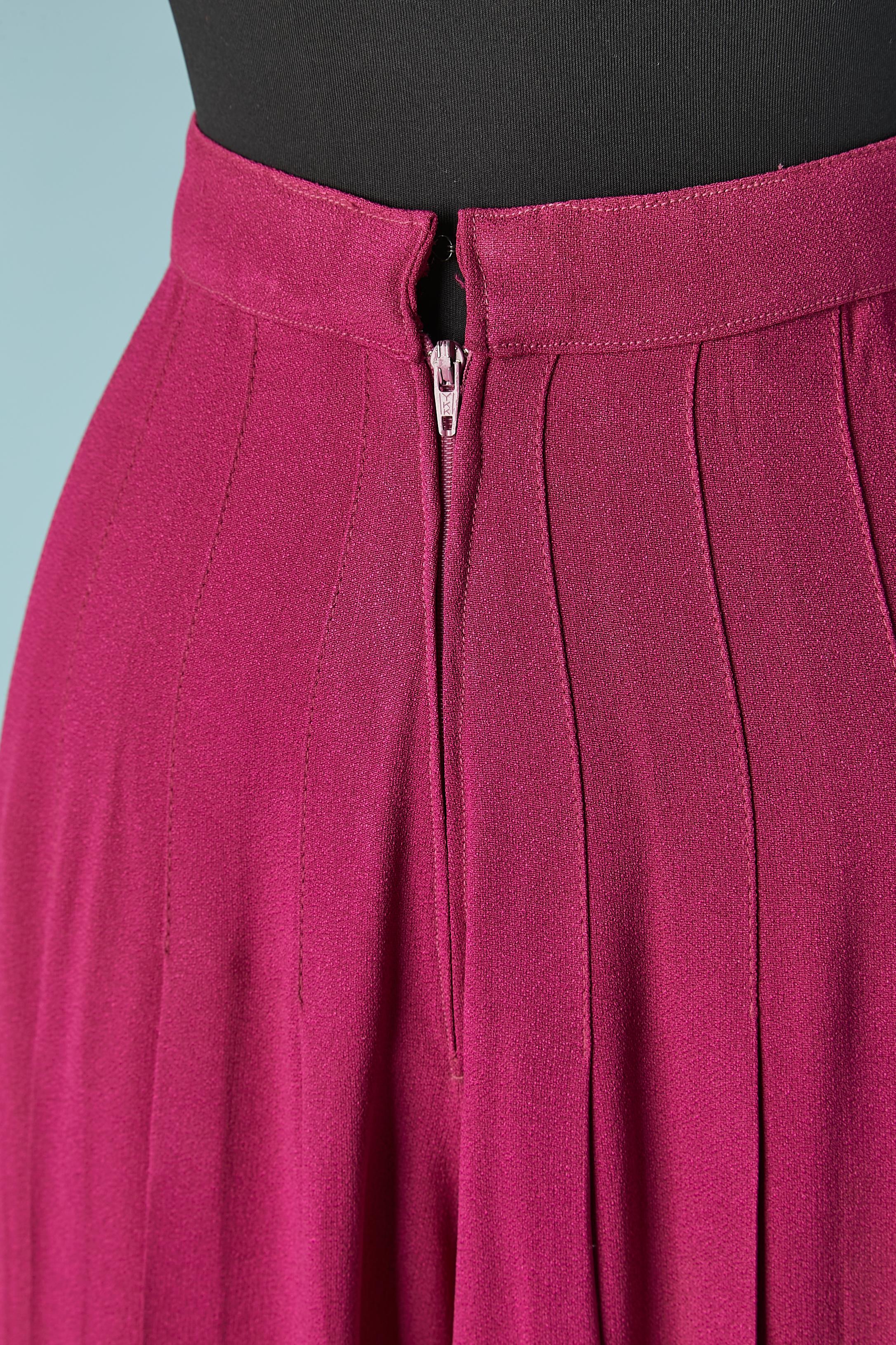 Pleated crepe fushia divided skirt Sonia Rykiel  In Excellent Condition For Sale In Saint-Ouen-Sur-Seine, FR