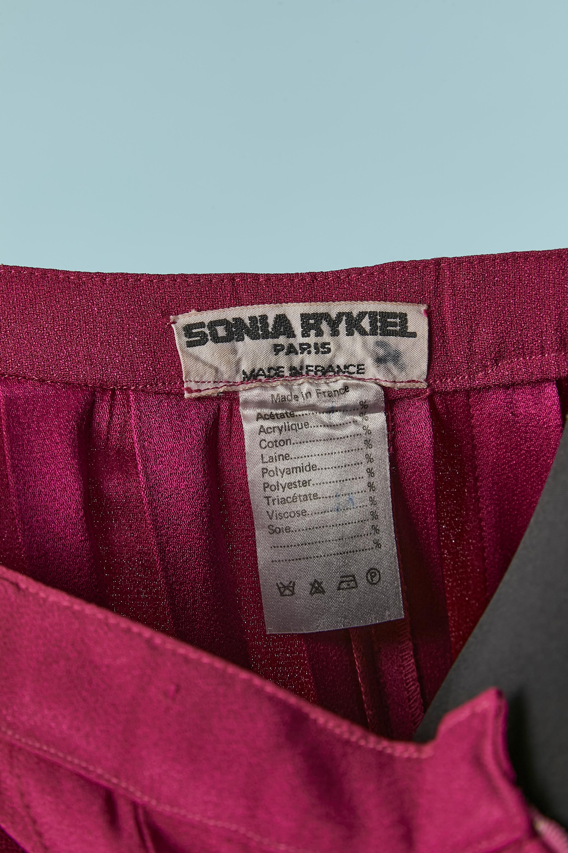 Pleated crepe fushia divided skirt Sonia Rykiel  For Sale 2