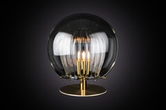 Lámpara de Sobremesa de Cristal Plisado, Cristal Acanalado Transparente y Latón con Bombilla E26/27