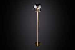 Pleated Crystal Floor Lamp, Clear Ribbed Glass and Brass with E26/27 Bulb