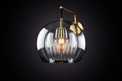 Pleated Crystal Wall Light Medium, Clear Ribbed Glass and Brass with E26/27 Bulb