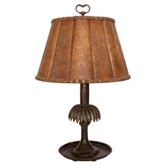 Pleated Mica Shade Table Lamp, Early 20th Century