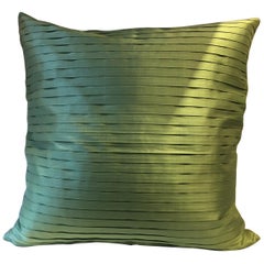 Pleated Silk Cushion Box Pleat Pattern Color Green