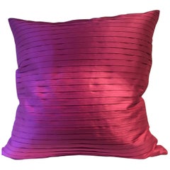 Pleated Silk Cushion Box Pleat Pattern Color Lipstick Pink