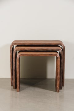 Pleats Design Nischentisch (3er-Set) in Kupfer Repoussé von Robert Kuo