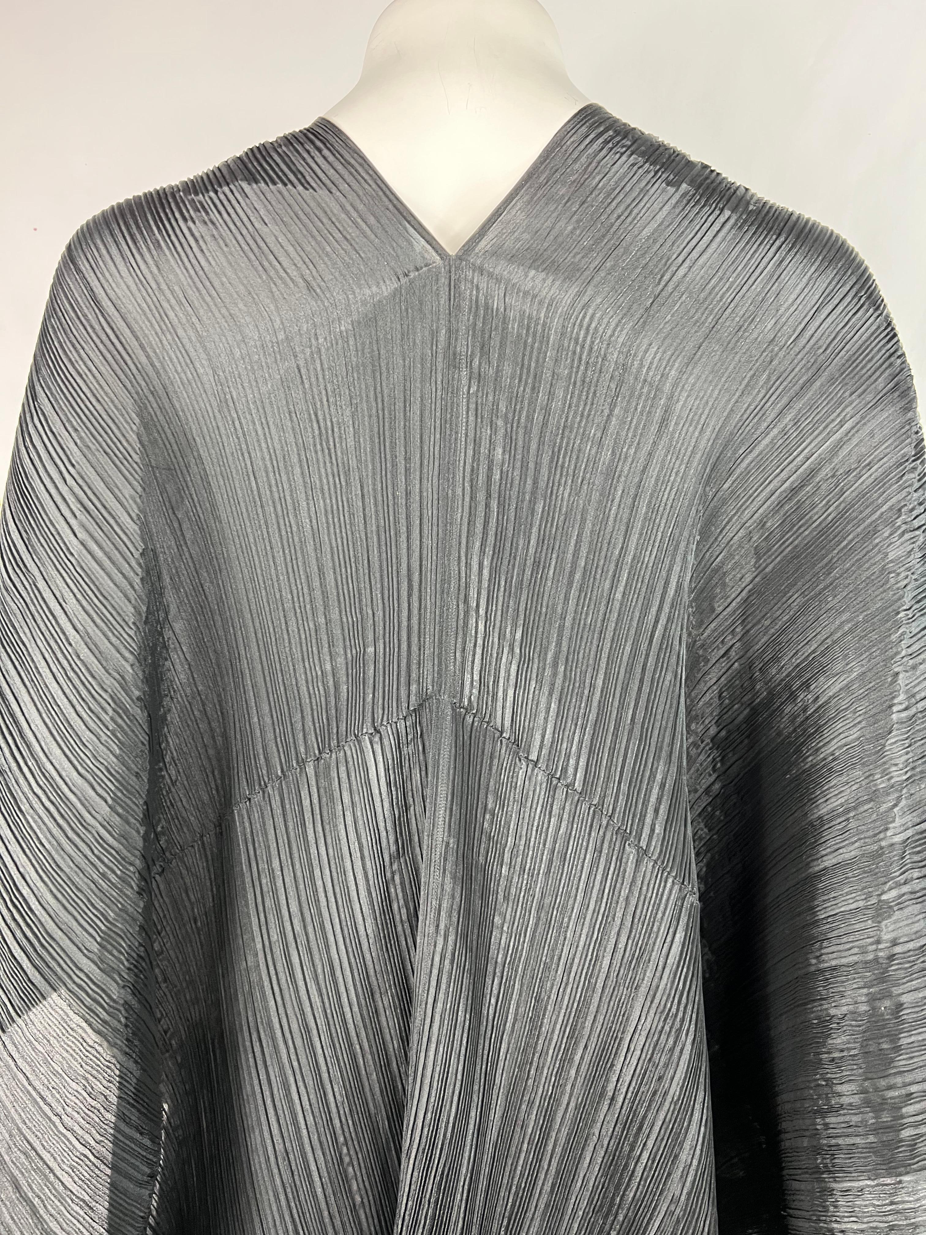 Pleats Please By Issey Miyake Black Maxi Poncho Dress One Size For Sale 1