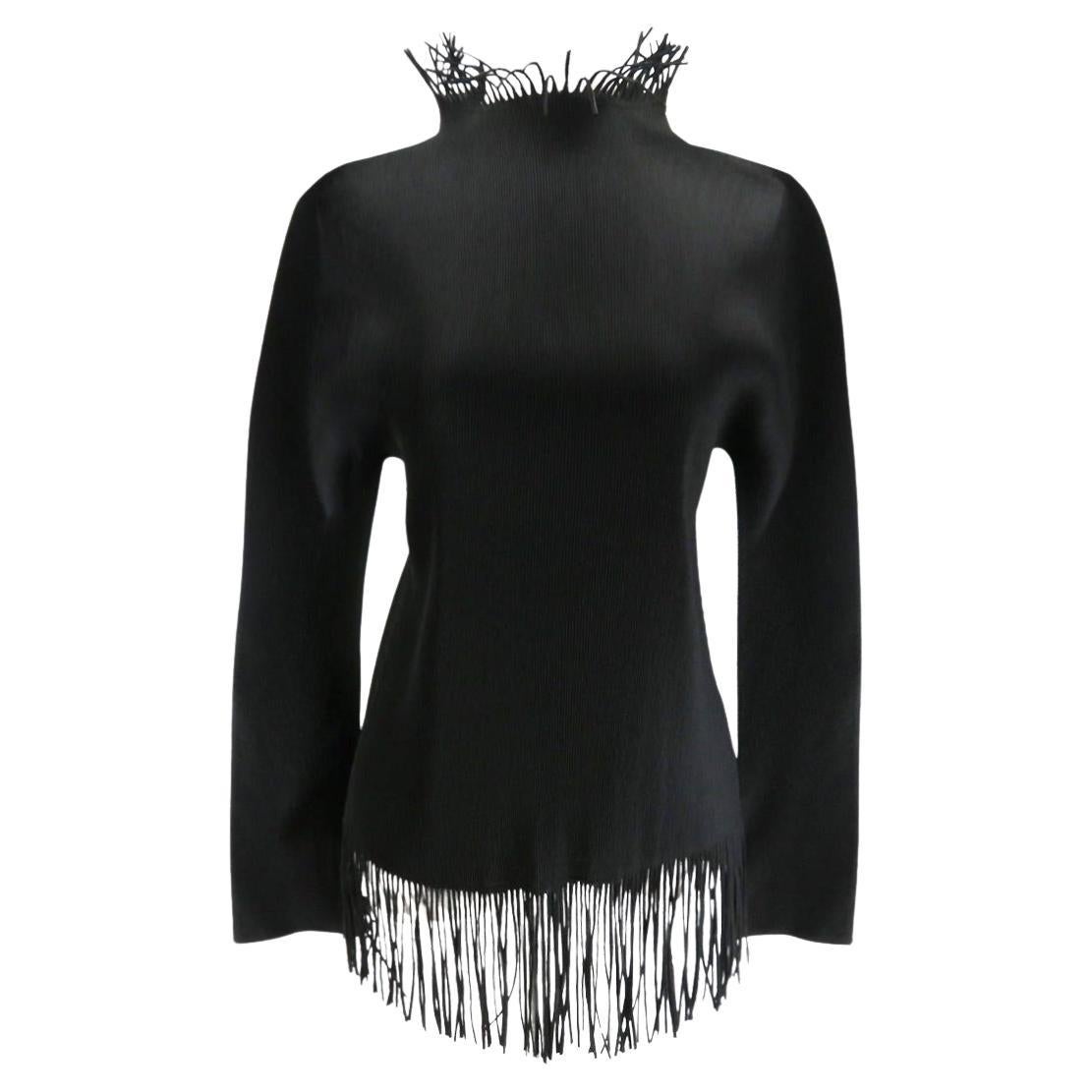 Pleats Please by Issey Miyake Vintage Black Fringe Top
