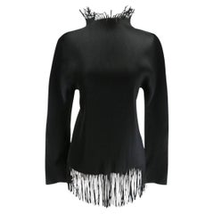 Pleats Please by Issey Miyake Top vintage con frange nere