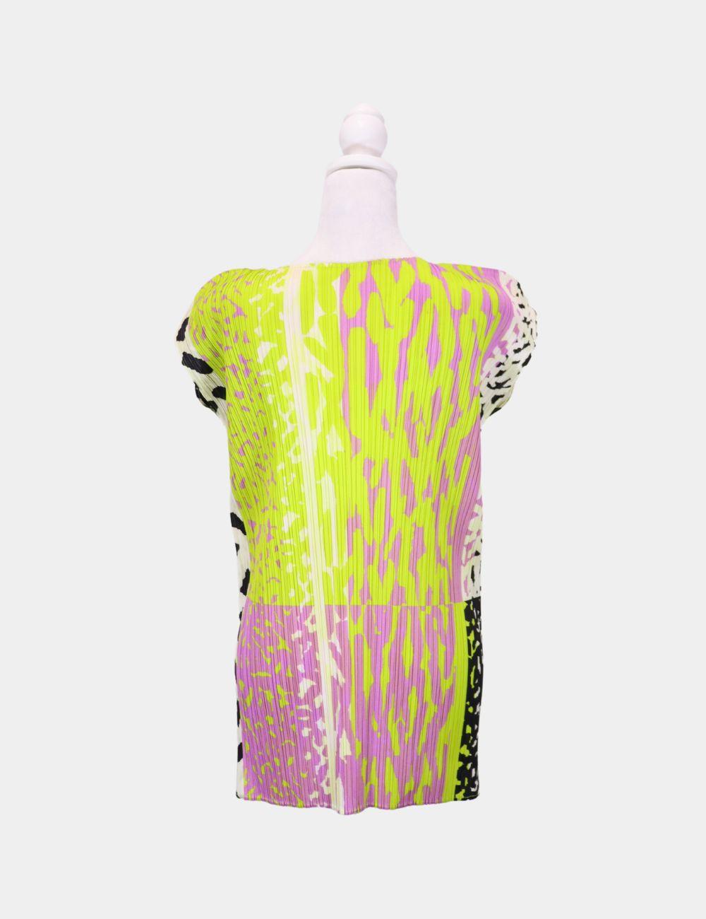 Pleats Please Issey Miyake 1990s Top multicolor Talla 3 Marrón en venta