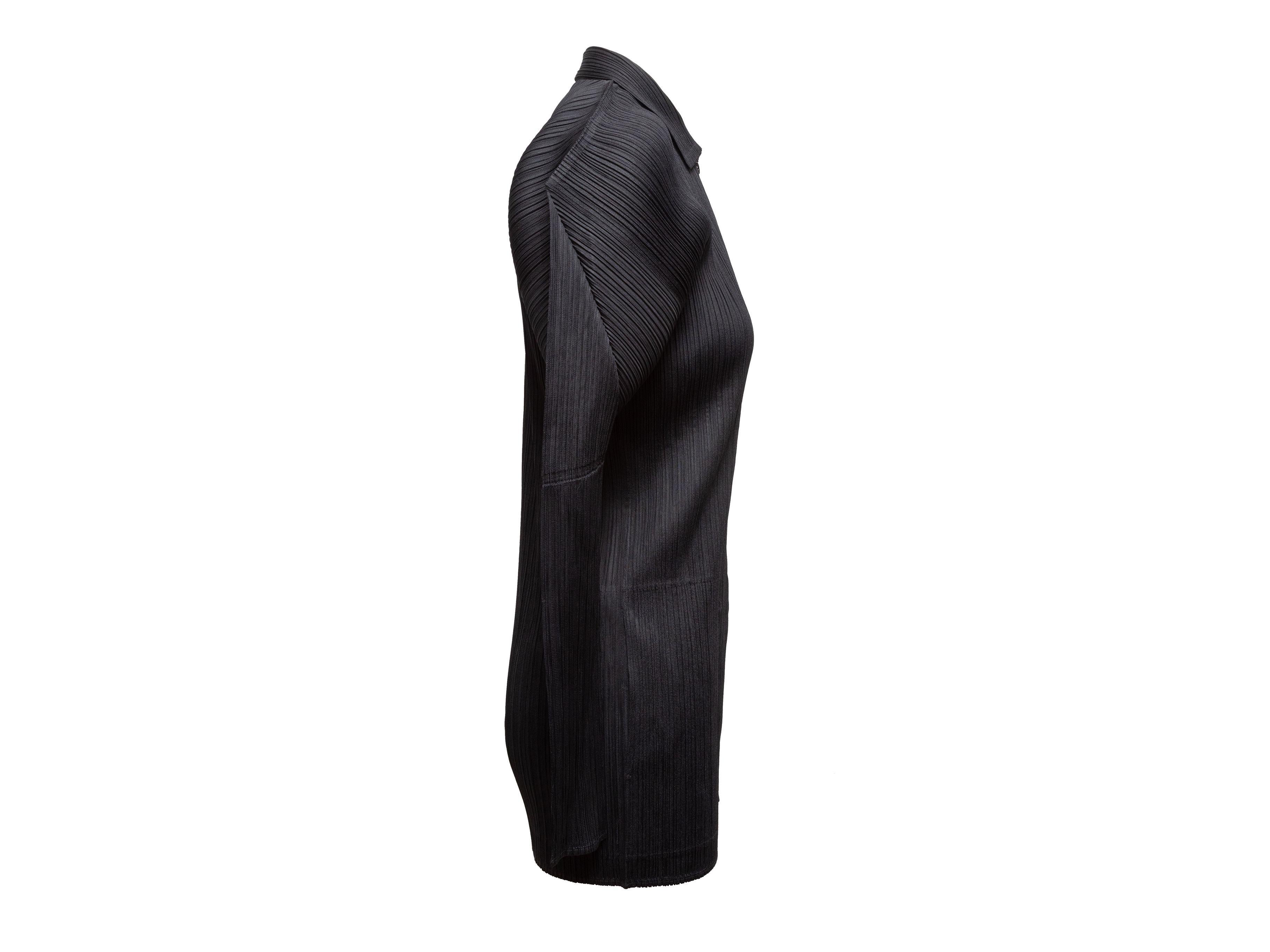 Women's Pleats Please Issey Miyake Black Long Sleeve Zip Top