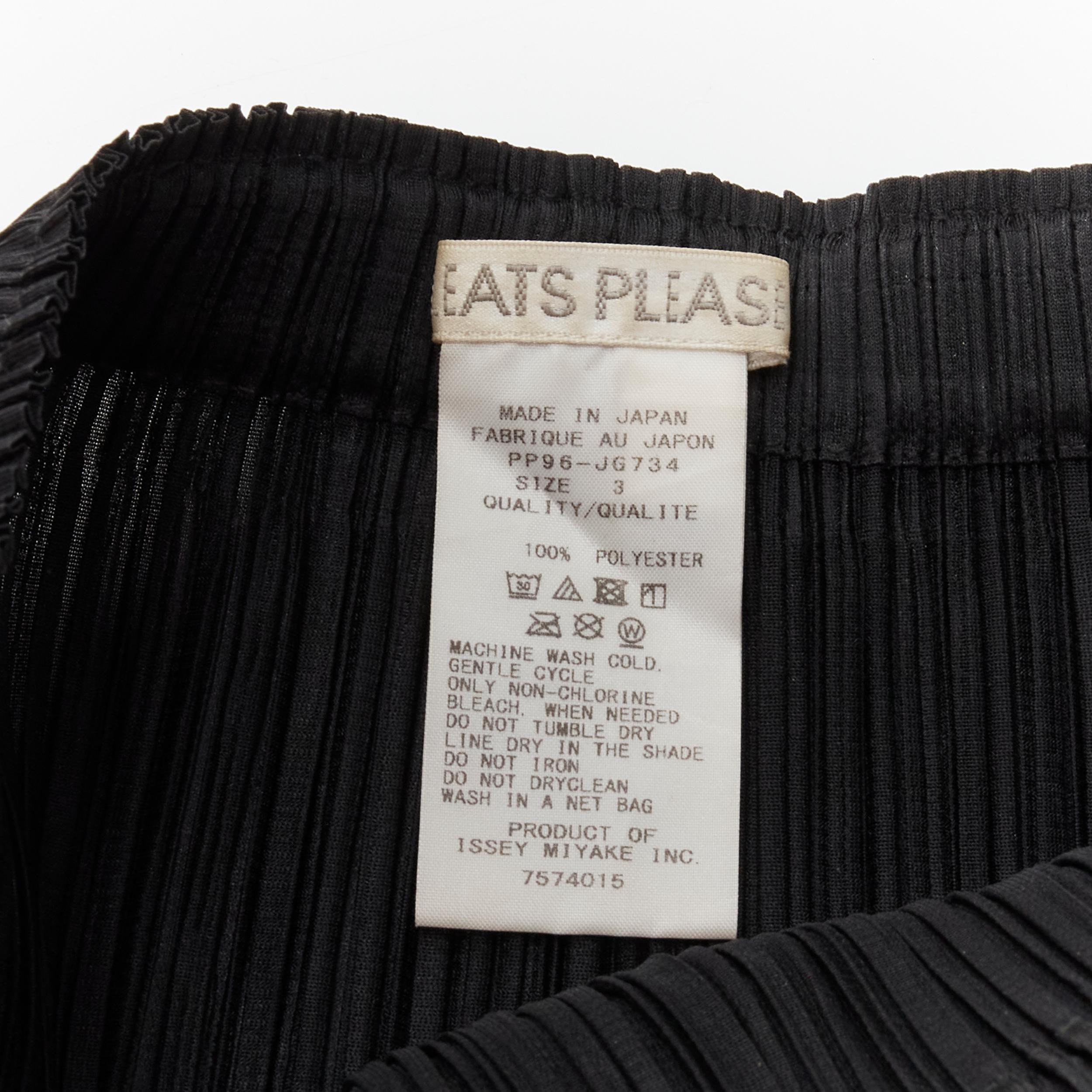 PLEATS PLEASE ISSEY MIYAKE black plisse pleated white fringe trim skirt JP3 L For Sale 3